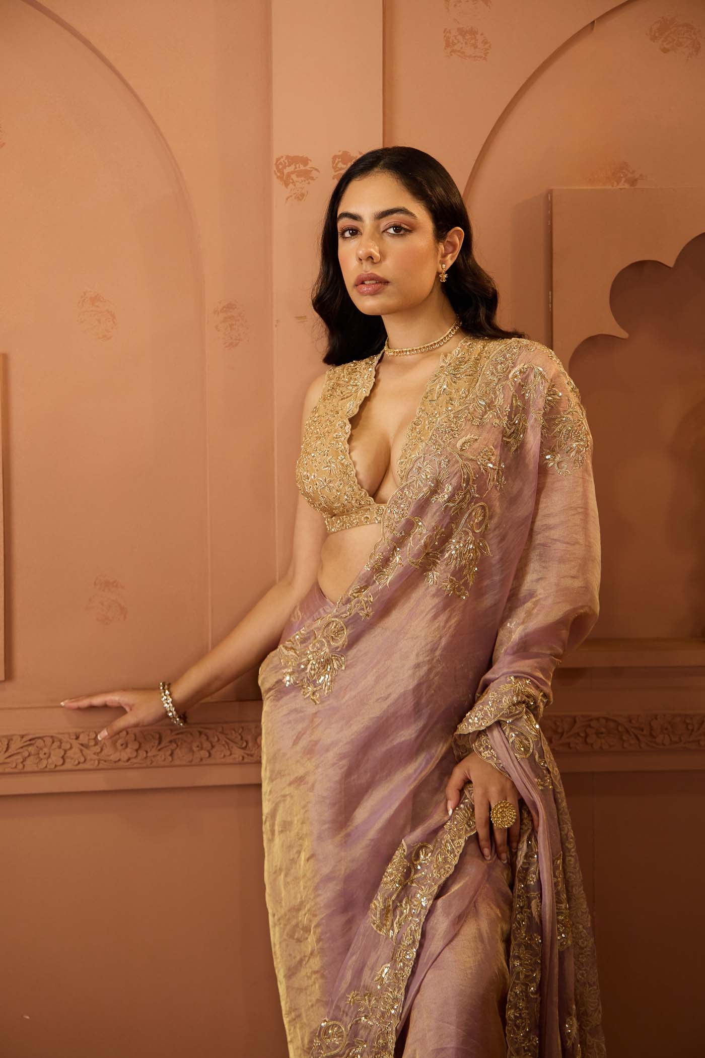 Lilac Breeze Tissue Saree