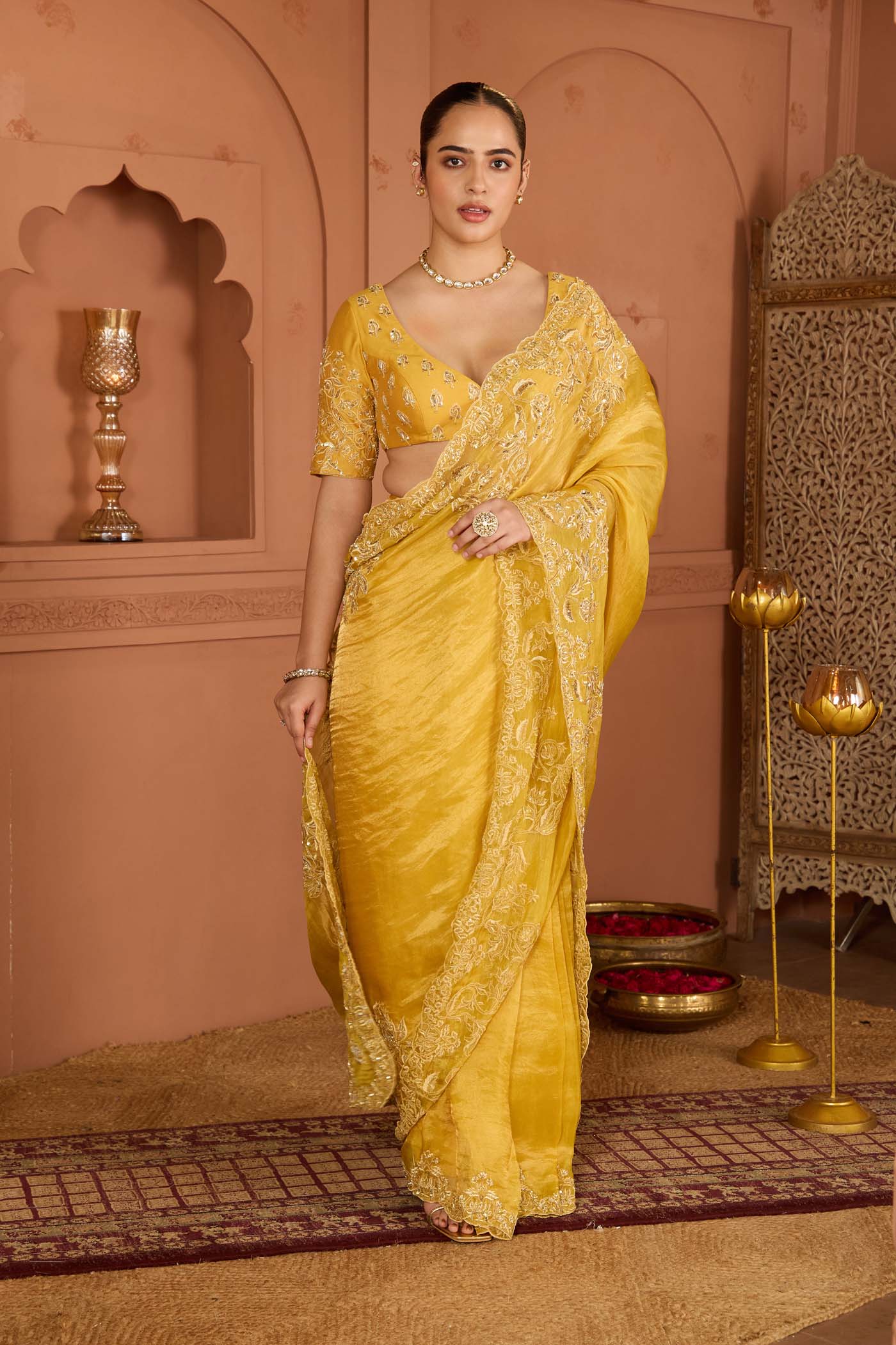 Mustard Glow Tissue Saree