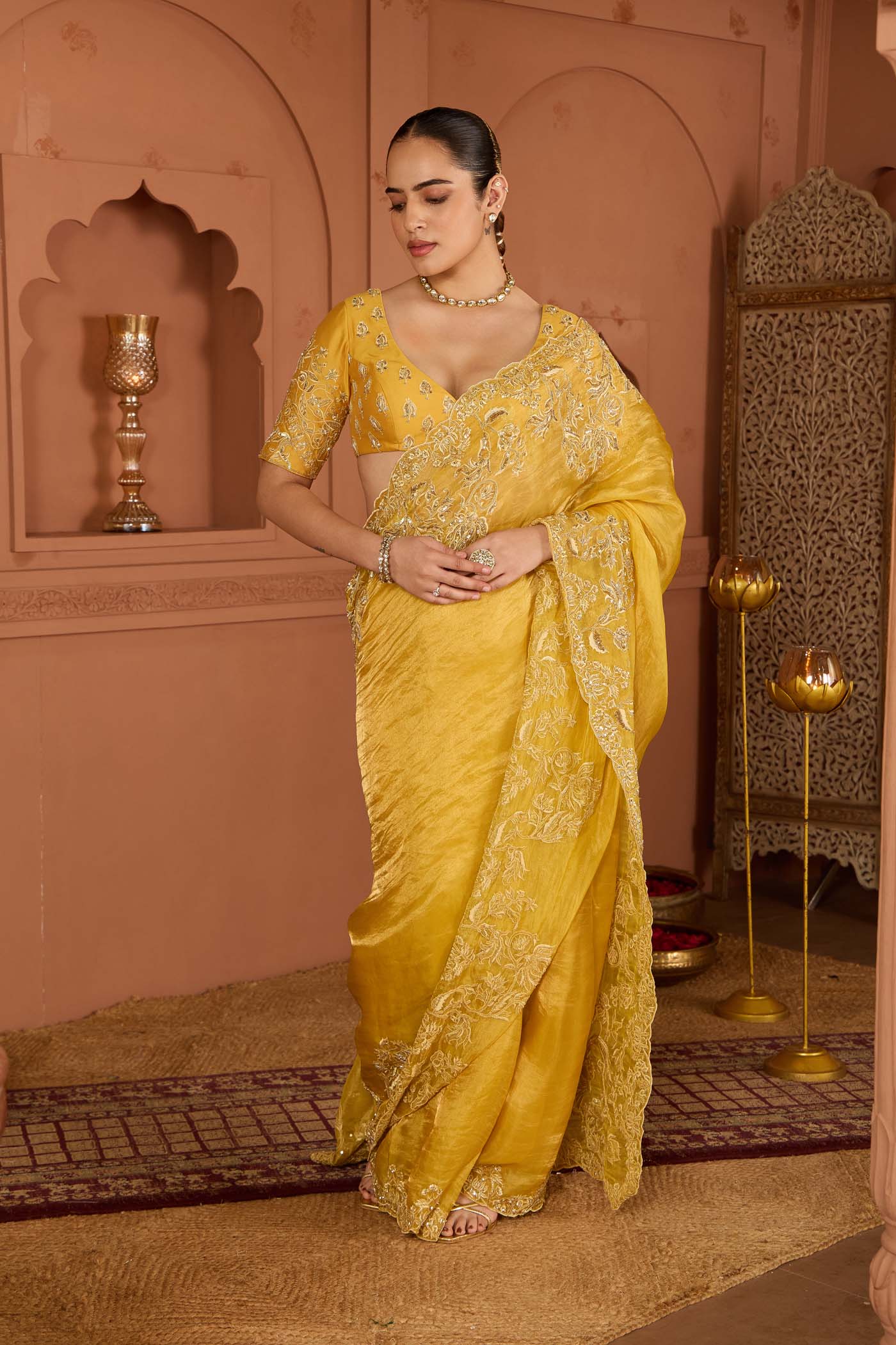 Mustard Glow Tissue Saree