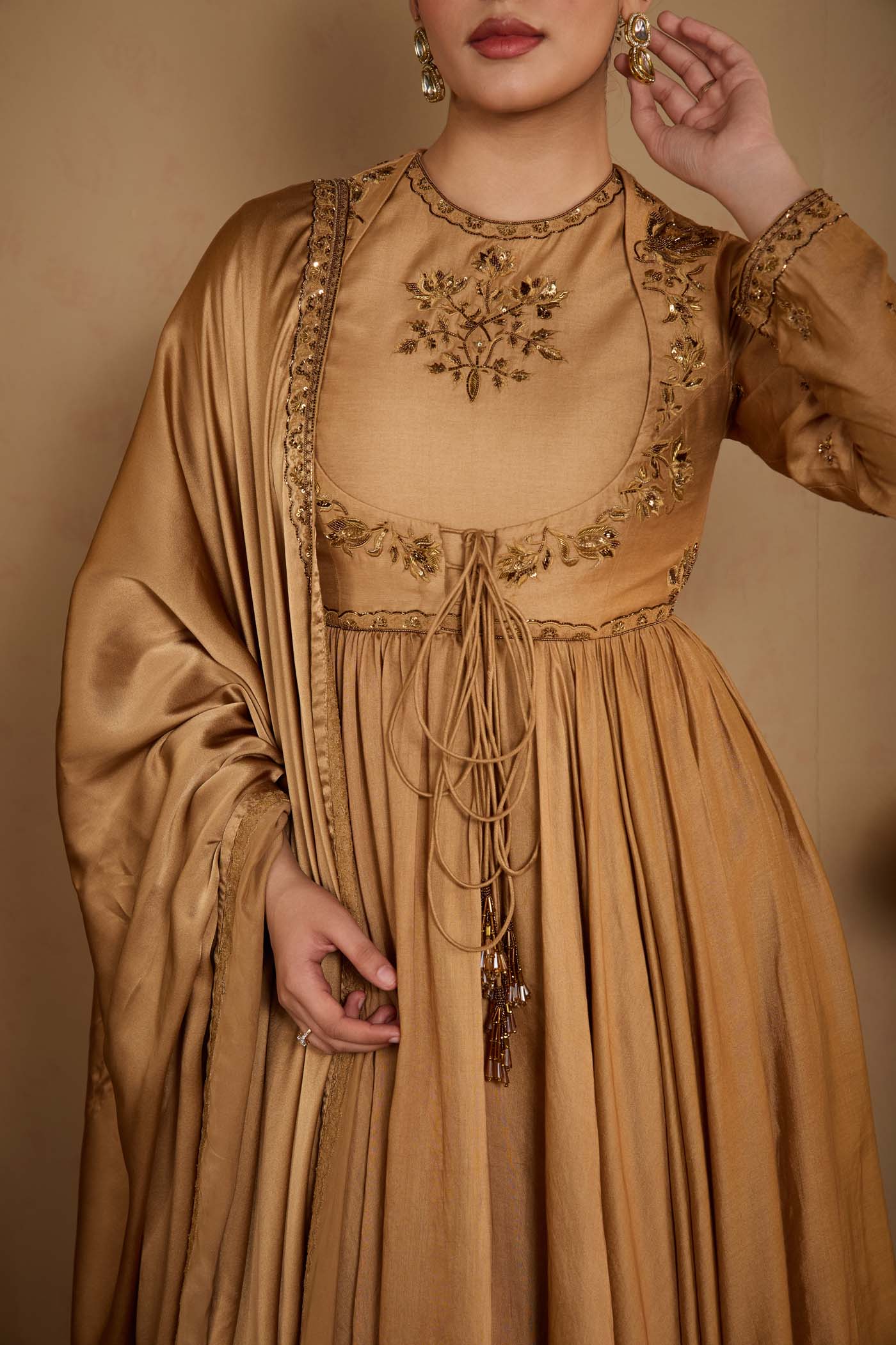 Antique Gold Angrakha Gown