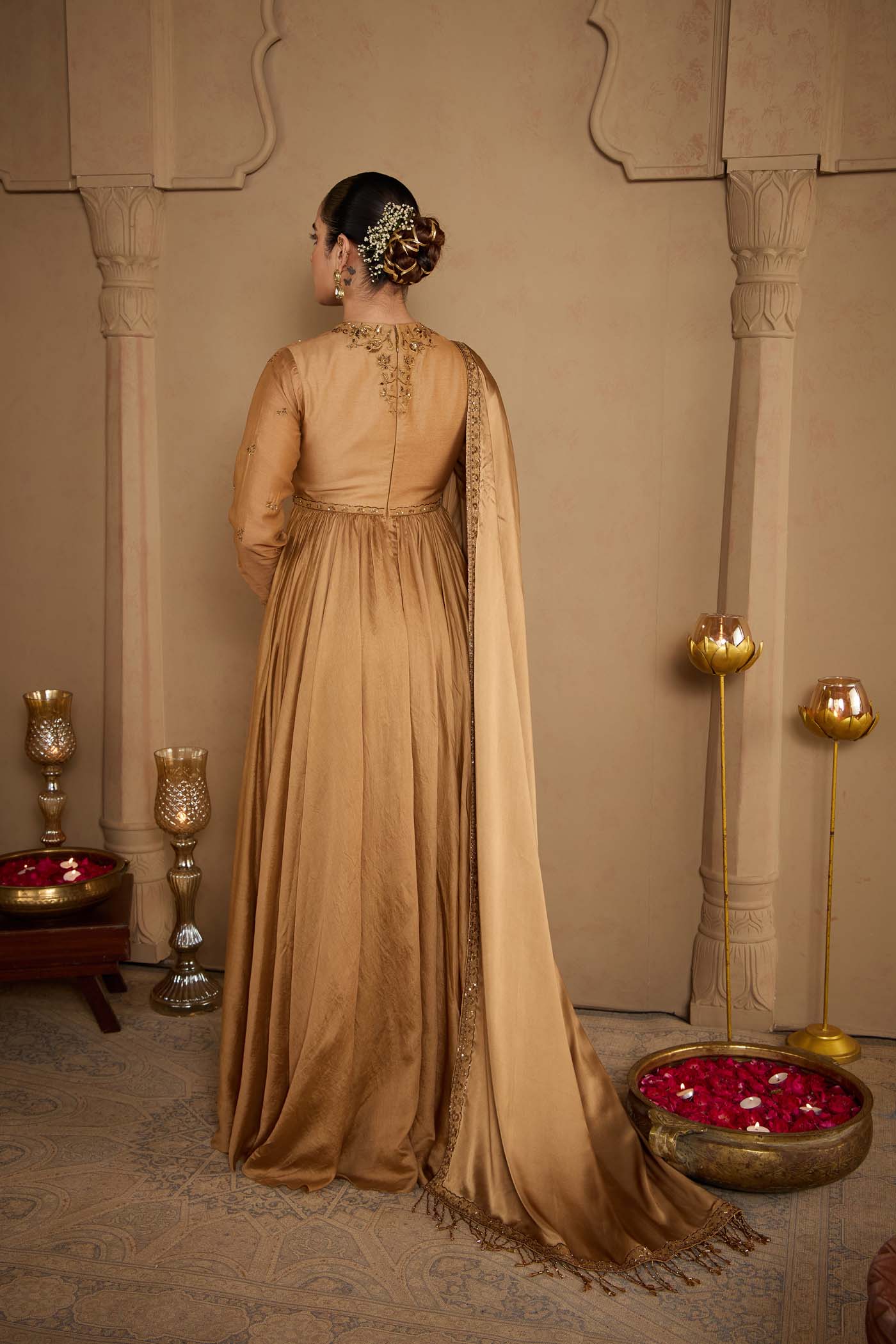 Antique Gold Angrakha Gown