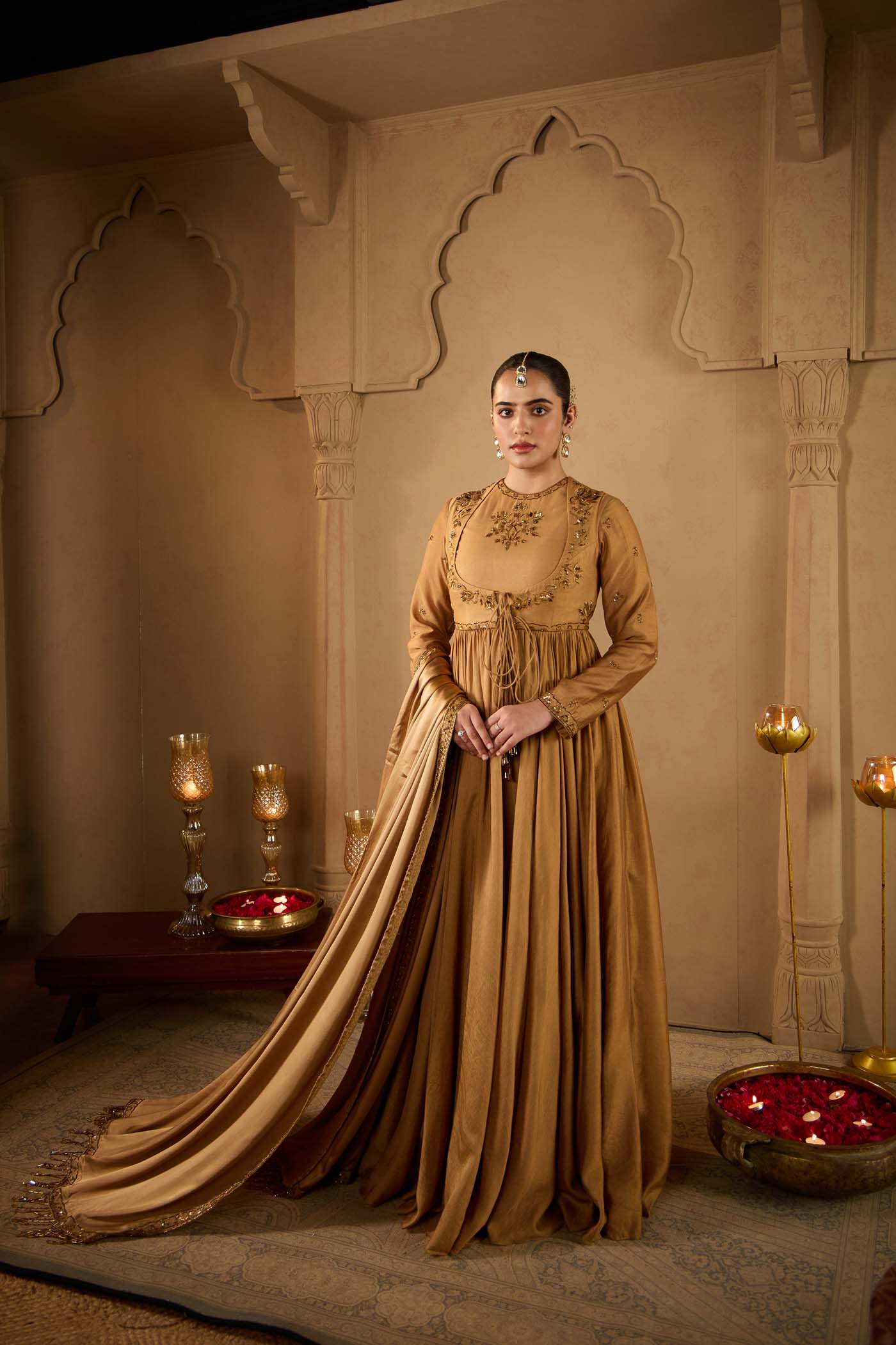 Antique Gold Angrakha Gown