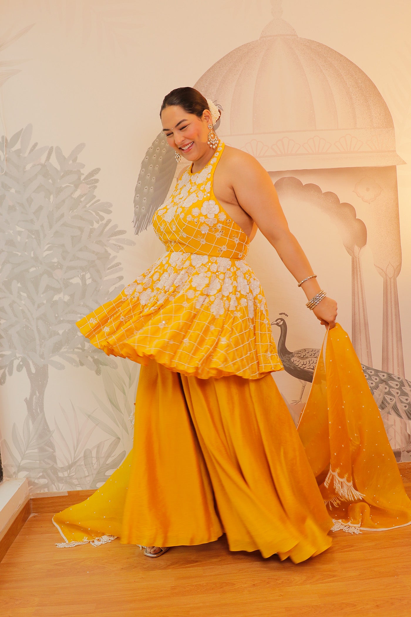 Sakshi Sindhwani in Soleil Halter Charm Sharara